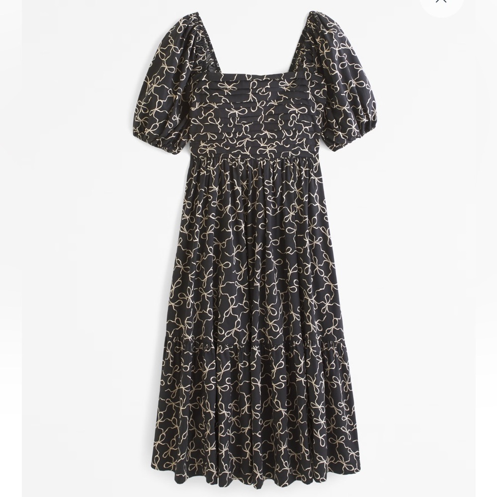 NWT Abercrombie Emerson Poplin Puff Sleeve Midi Dress